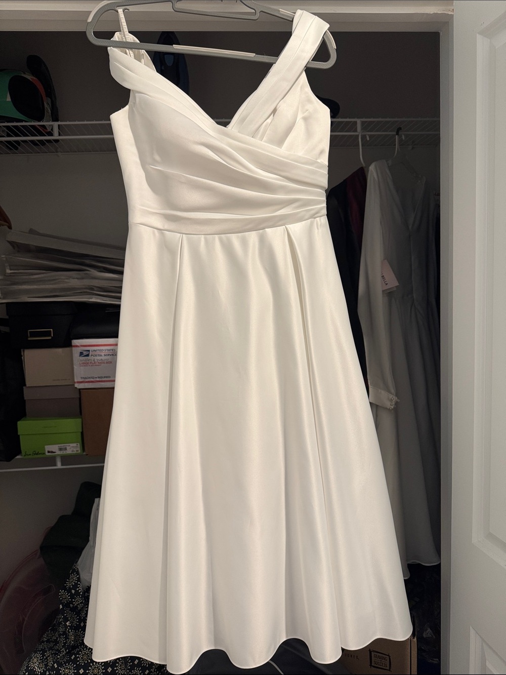 White V-Neck A-Line Dress - Elegant Women's Dress